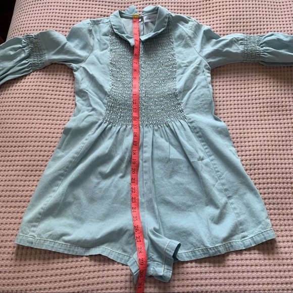 Alice McCall Night Is Young Denim Chambray Romper Shorts Smocked Bell Sleeve 2 S - Picture 11 of 12